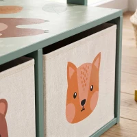 AIYAPLAY Kids Table and Chair Set, 3 in 1 Wooden Toy Box with 2 Fabric Drawers for Bedroom, Playroom, Gift for Boys Girls, Green(m-9)