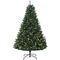 HOMCOM Kerstboom met 550 warmwitte leds, 1494 takpunten, brandvertragend, kunststof/metaal, 180 x 112 cm, groen(m-1)