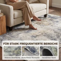 HOMCOM Vloerkleed van polyester met modern artistiek patroon, wasbaar, grijs(m-5)