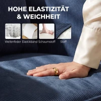 HOMCOM Moderne fauteuil, gestoffeerde accentstoel met lendekussen, blauw(m-4)