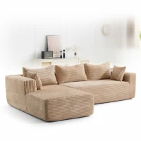 Modulares L‑Ecksofa mit Chaiselongue, platzsparendes, minimalistisches Design, tiefes Sitzgefühl, 279x179x83 cm, Beige(m-9)