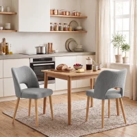 HOMCOM Dining Chairs Set Upholstered Kitchen Chenille Tool Free Assembly Rubberwood Legs, Grey(m-14)