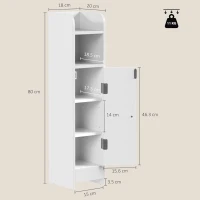 HOMCOM Dulap de Baie Îngust, Economisire de Spațiu, Alb(m-3)