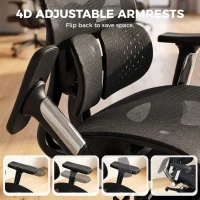 HOMCOM Ergonomic Office Chair with Lumbar Support, Mesh Reclining Desk Chair with Footrest, Adjustable High Back, Black(m-6)