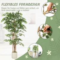HOMCOM Kunstmatige banyanboom kunstplant met massieve houten stam, pot, voor woonkamer slaapkamer kantoor 75 x 75 x 180 cm groen(m-7)