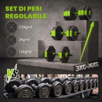 SPORTNOW Set Pesi Palestra 6 in 1 Multifunzione da 25kg Totali in Plastica e Sabbia, 125x18x18 cm, Verde(m-5)