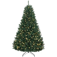 HOMCOM Kerstboom met 550 warmwitte leds, 1494 takpunten, brandvertragend, kunststof/metaal, 180 x 112 cm, groen(m-15)