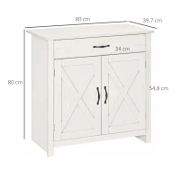 HOMCOM Aparador de Cocina con Cajón 2 Puertas y Estante Interior Mueble Auxiliar Decorativo 80x39,7x80 cm Blanco Lavado(m-3)