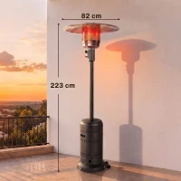 Outsunny Chauffage Extérieur Terrasse Portable 13 kW, Niveaux de Chauffe Réglables, Anti-Basculement, 82x82x223cm, Marron Foncé(m-3)