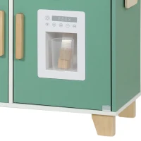 AIYAPLAY Cuisine Enfant en Bois 19 Accessoires, Cafetière, Machine à Glaçons, Micro-Ondes, Placard, 3-6 Ans, 61x27x79,7cm, Vert(m-13)