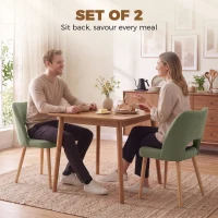 HOMCOM Dining Chairs Set Upholstered Kitchen Chenille Tool Free Assembly Rubberwood Legs, Green(m-4)