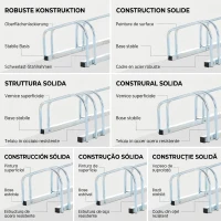 HOMCOM Suport de parcare pentru 6 biciclete din otel, 179x33x27 cm, argintiu(m-8)