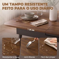 HOMCOM Mesa de Jantar Extensível para 4-6 Pessoas Estilo Industrial Cantos Arredondados 130-160x85x75 cm Nogueira(m-7)