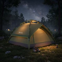Outsunny Tente de camping tente pop up légère 2-3 pers. - 2 grandes portes - 210 x 210 x 140 cm fibre verre polyester(m-9)