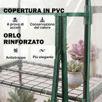 Outsunny Mini Serra da Giardino e Terrazza per Piante a 5 Ripiani in Acciaio con Copertura in PVC, 69x49x193 cm, Verde(m-4)