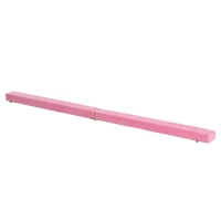 HOMCOM Faltbarer Schwebebalken, rutschfest, Wildlederbezug, robustes Holz, 210 x 10 x 6,5 cm, Rosa(m-11)