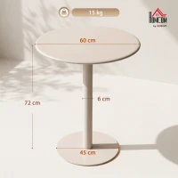 HOMCOM Runder Küchentisch für 2 Personen mit Stahlgestell, platzsparend, 60 x 60 x 72 cm, Beige(m-3)