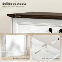 HOMCOM Buffet salon, meuble de rangement avec 2 portes, tiroir silencieux, étagère réglable, 80x40x85cm, blanc et marron(m-6)