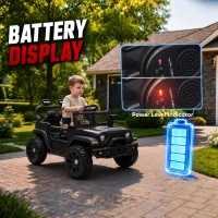 AIYAPLAY 12V Electric Car for Kids with Remote, Dual Motors, Rear Suspension, Soft Start, Music, Lights for 3-8 Years, Black(m-5)