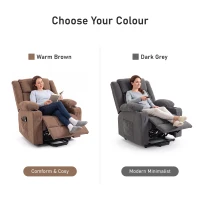 HOMCOM Dual Motor Recliner Chair, 55° Electric Lift Chair for Elderly, Recliner Armchair with Massage and Heat, Brown(m-19)