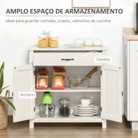 HOMCOM Aparador de Cozinha com 1 Gaveta e Prateleira Interior Ajustável Móvel Auxiliar Decorativo 80x39,7x80 cm Branco(m-5)
