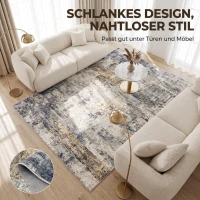 HOMCOM Vloerkleed van polyester met modern artistiek patroon, wasbaar, grijs(m-7)