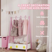AIYAPLAY Baby Clothing Rack with Hangers, Storage Shelf for Bedroom, Star Theme, for Ages 3-6, Pink(m-7)