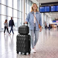 HOMCOM 2-Piece Luggage Set, ABS Hard Shell Carry On Suitcase Set with TSA Lock, Spinner Wheels, 12/20 inch, Black(m-14)