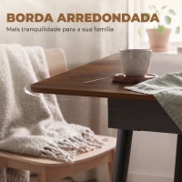 HOMCOM Mesa de Jantar Extensível para 4-6 Pessoas Estilo Industrial Cantos Arredondados 130-160x85x75 cm Nogueira(m-6)