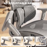 HOMCOM Ergonomic Office Chair with Lumbar Support, Mesh Reclining Desk Chair with Footrest, Adjustable High Back, Grey(m-6)