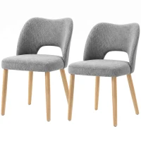 HOMCOM Dining Chairs Set Upholstered Kitchen Chenille Tool Free Assembly Rubberwood Legs, Grey(m-15)