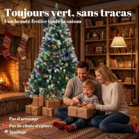 HOMCOM Sapin de Noël Artificiel Lumineux et Enneigé 120cm, Arbre de Noël, Télécommande, 11 Modes d'Éclairage, 150 LED, Vert(m-4)