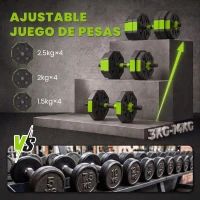 SPORTNOW Juego de Mancuernas Ajustables 25 kg 6 en 1 como Kettlebell Barra Mancuernas Soporte para Flexiones para Gimnasio Casa(m-5)