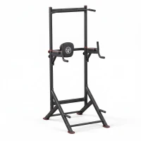 Power Tower Stazione per Dip, Barra per Trazioni, base a doppio triangolo, multifunzionale, 107,4x81,3x235 cm, Nero(m-2)