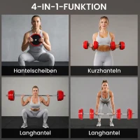 HOMCOM Halterset verstelbaar 20 kg barbell & dumbbell fitness oefening thuis(m-4)