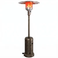 Outsunny Chauffage Extérieur Terrasse Portable 13 kW, Niveaux de Chauffe Réglables, Anti-Basculement, 82x82x223cm, Marron Foncé(m-18)
