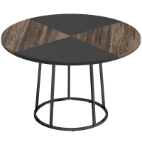 HOMCOM Masă de Dining Rotundă pentru 4-6 Persoane, Blat Bicolor MDF și Metal, 120x120x75 cm, Maro Rustic și Negru(m-1)