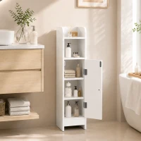 HOMCOM Mobile Bagno Slim Salvaspazio con Armadietto e Ripiano, 18x20x80 cm, Bianco(m-8)