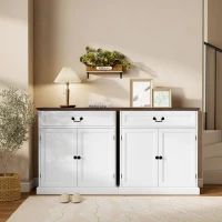 HOMCOM Buffet salon, meuble de rangement avec 2 portes, tiroir silencieux, étagère réglable, 80x40x85cm, blanc et marron(m-9)