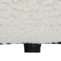HOMCOM Repose pied salon, tabouret ottoman rond rembourré en peluche Teddy, pour chambre à coucher, entrée, Ø 40 x 45 cm, blanc(m-10)