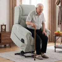 HOMCOM Riser Recliner Chair with Massage and Heat, Chenille Electric Power Lift Recliner Chair, Light Grey(m-2)
