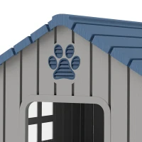 PawHut Dog Kennel Outdoor for Medium Dogs, Waterproof Plastic Dog House for Garden, Patio, 85 x 79 x 82 cm, Grey(m-11)