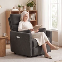 HOMCOM Riser Recliner Chair with Massage and Heat, Teddy Fleece Electric Power Lift Recliner for Elderly, Dark Grey(m-14)