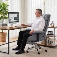 HOMCOM Big and Tall Office Chair, 250 kg Heavy Duty Executive Desk Chair with Adjustable Armrests and High Back, Dark Grey(m-9)
