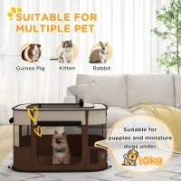 PawHut Foldable Dog Pen with Storage Bag for Indoor/Outdoor Use, Portable Pet playpen, with Ground Stakes - Brown(m-4)
