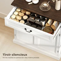 HOMCOM Buffet salon, meuble de rangement avec 2 portes, tiroir silencieux, étagère réglable, 80x40x85cm, blanc et marron(m-5)