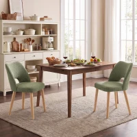 HOMCOM Dining Chairs Set Upholstered Kitchen Chenille Tool Free Assembly Rubberwood Legs, Green(m-8)