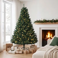 HOMCOM Kerstboom met 550 warmwitte leds, 1494 takpunten, brandvertragend, kunststof/metaal, 180 x 112 cm, groen(m-2)