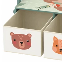 AIYAPLAY Kids Table and Chair Set, 3 in 1 Wooden Toy Box with 2 Fabric Drawers for Bedroom, Playroom, Gift for Boys Girls, Green(m-10)