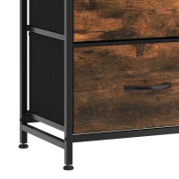 HOMCOM Chest of Drawers, Dresser for Bedroom with 8 Fabric Drawers, Tall Storage Unit w/ Side Storage Bag, Rustic Brown(m-13)
